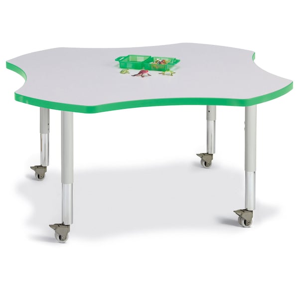 Berries Four Leaf Activity Table, Mobile, Freckled Gray/Green/Gray